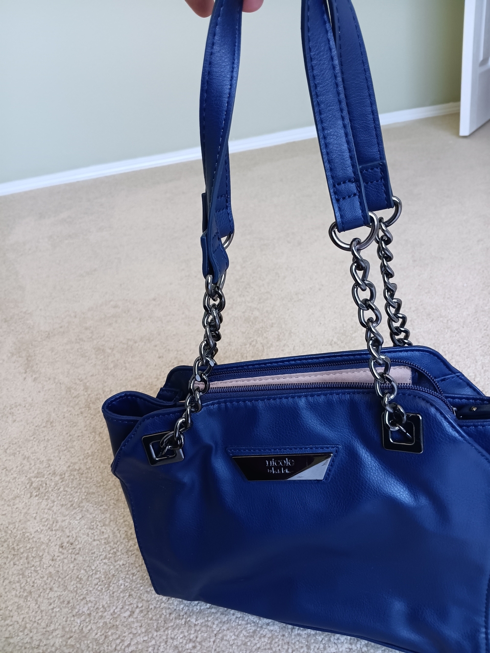 Nicole Miller Royal Blue Chain-Handle Shoulder Bag